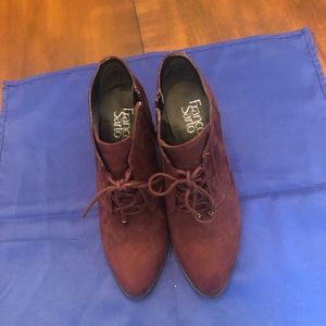 Franco Sarto Burgundy Zippered Wedge Bootie. Sz. 8